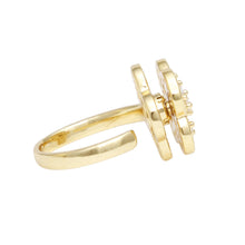 Cargar imagen en el visor de la galería, Ring Gold Brass Glam CZ Spinning Quatrefoil Clover
