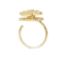 Cargar imagen en el visor de la galería, Ring Gold Brass Glam CZ Spinning Quatrefoil Clover
