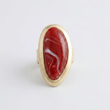 Marbled Burgundy Oversized Organic Matte Gold Ring