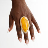 Marbled Mustard Oversized Organic Matte Gold Ring