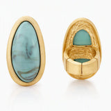 Marbled Turquoise Oversized Organic Matte Gold Ring