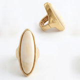 Cocktail Ivory Elongated Oval Matte Gold Ring