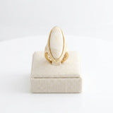 Cocktail Ivory Elongated Oval Matte Gold Ring