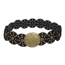 Cargar imagen en el visor de la galería, Western Belt Black Circular and Gold Cowboy Chic
