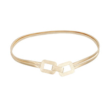 Load image into Gallery viewer, Stretch Belt Gold Metal Omega Rectangle Buckle
