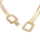 Stretch Belt Gold Metal Omega Rectangle Buckle