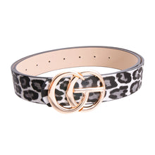 Cargar imagen en el visor de la galería, Black Leopard and Gold Monogram Letter Belt
