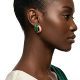 14K Gold Pink Green AKA Curved Stud Earrings