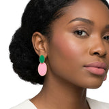 14K Gold Pink Green AKA Double Oval Earrings