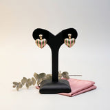 14K Gold Pink Green AKA Striped Heart Earrings