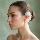 Bridal Pearl Floral Cluster Right Ear Cuff Earring
