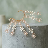Bridal Rose Gold Floral Left Ear Cuff Earring