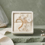 Bridal Gold Pearl White Flower Left Ear Cuff Earring