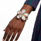 Aurbo Glass Crystal Daisy Flower Cuff Bracelet