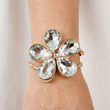 Gold Glass Crystal Daisy Flower Cuff Bracelet