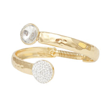 Cargar imagen en el visor de la galería, Cuff Hammered Gold Round Crystal Wrap Bracelet
