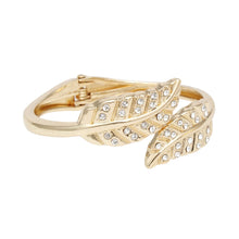 Cargar imagen en el visor de la galería, Cuff Polished Gold Rhinestone Wrap Leaf Bracelet
