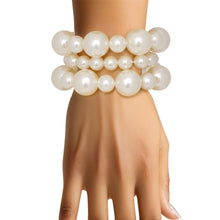Load image into Gallery viewer, Cream Pearl 3 Pcs Classic Chunky Bracelet Set
