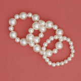 Cream Pearl 3 Pcs Classic Chunky Bracelet Set