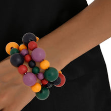Cargar imagen en el visor de la galería, Wood Bead 3 Pcs Multicolor Stretch Bracelet Set
