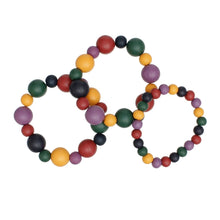 Cargar imagen en el visor de la galería, Wood Bead 3 Pcs Multicolor Stretch Bracelet Set
