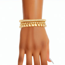 Cargar imagen en el visor de la galería, Bracelet Gold Coiled 3 Pcs Cuffs for Women
