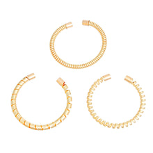 Cargar imagen en el visor de la galería, Bracelet Gold Coiled 3 Pcs Cuffs for Women
