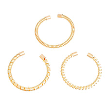 Load image into Gallery viewer, Bracelet Gold Coiled 3 Pcs Cuffs for Women
