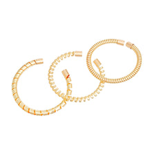 Cargar imagen en el visor de la galería, Bracelet Gold Coiled 3 Pcs Cuffs for Women
