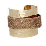 Cuff Wide Gold Opulent Brown Pearl Band Bracelet