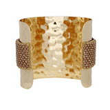 Cuff Wide Gold Opulent Brown Pearl Band Bracelet