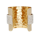 Cuff Wide Gold Opulent Cream Pearl Band Bracelet