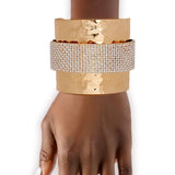 Cuff Wide Gold Opulent Cream Pearl Band Bracelet