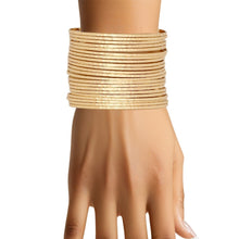 Cargar imagen en el visor de la galería, Cuff Gold 22 Row Bangle Bracelet for Women
