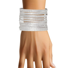 Cargar imagen en el visor de la galería, Cuff Silver 22 Row Bangle Bracelet for Women
