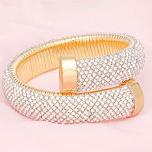 Cargar imagen en el visor de la galería, Cuff Gold Rhinestone Crusted Wrap Bracelet
