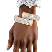 Cargar imagen en el visor de la galería, Cuff Gold Rhinestone Crusted Wrap Bracelet
