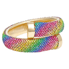Cargar imagen en el visor de la galería, Cuff Gold Multi Rhinestone Crusted Wrap Bracelet
