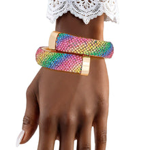 Cargar imagen en el visor de la galería, Cuff Gold Multi Rhinestone Crusted Wrap Bracelet
