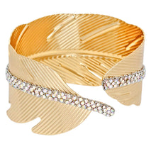 Load image into Gallery viewer, Cuff Gold Leaf Motif Shimmering Aurbo Bracelet
