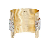Cuff Gold Ribbed Aurbo Rhinestone Band Bracelet