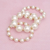 Pearl Cream Gold Contrast Stretch Bracelet Set