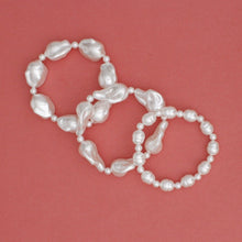 Load image into Gallery viewer, 3 Pcs Natural White Faux Pearl Bracelet Set
