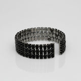 Cuff Baguette CZ 3 Row Black Memory Wire Bracelet