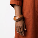 Bangle Dark Wood Grain Wavy Profile Bracelet