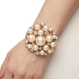 Cuff Cream Pearl and Crystal Ornate Bracelet