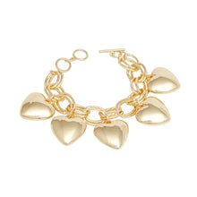 Cargar imagen en el visor de la galería, Charm Chunky Gold Puffy Heart Toggle Bracelet

