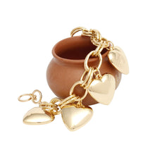 Cargar imagen en el visor de la galería, Charm Chunky Gold Puffy Heart Toggle Bracelet

