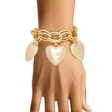 Cargar imagen en el visor de la galería, Charm Chunky Gold Puffy Heart Toggle Bracelet
