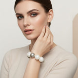 High Gloss Pearlescent White Brown 24mm Bracelet